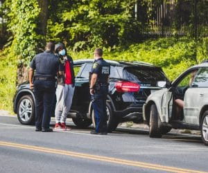 Car Accident with Police Collecting Info