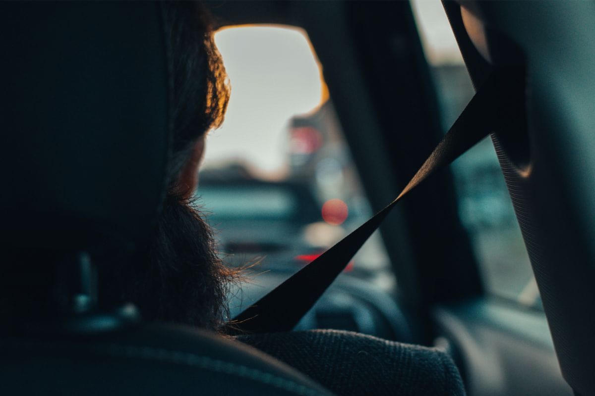 Car Passenger with seatbelt,View from backseat