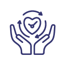 Heart with hands symbolizing care and compassion.