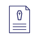 Funeral document with coffin icon